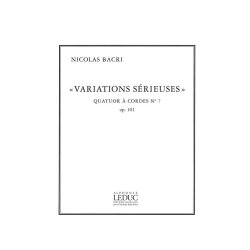 Bacri Variations Serieuses Op.101 14' String Quartet Book