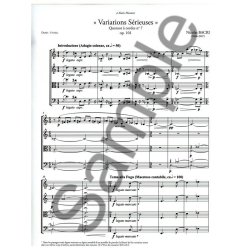 Bacri Variations Serieuses Op.101 14' String Quartet Book