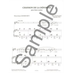 Dutilleux Henri Chanson De La Deportee Voice &amp; Piano Book