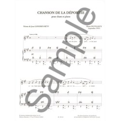 Dutilleux Henri Chanson De La Deportee Voice &amp; Piano Book