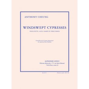 Cheung: Windswept cypresses (9') quatuor pour flûte, alto, harpe et percussion (partition et parties)
