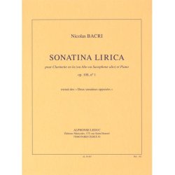 Bacri Nicolas Sonatina Lirica Op 108 No 1 Clarinet In A & Piano Book