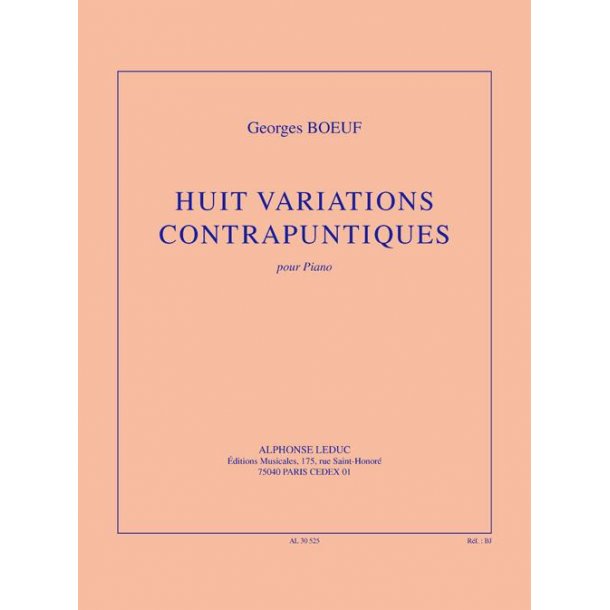 Boeuf: Huit variations contrapuntiques (25') pour piano 2 mains