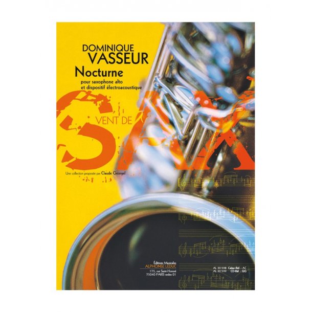 Vasseur: Nocturne (3'40'') (3e) (collection vent de sax) pour saxophone alto et dispositif electroacoustique (livre seul)