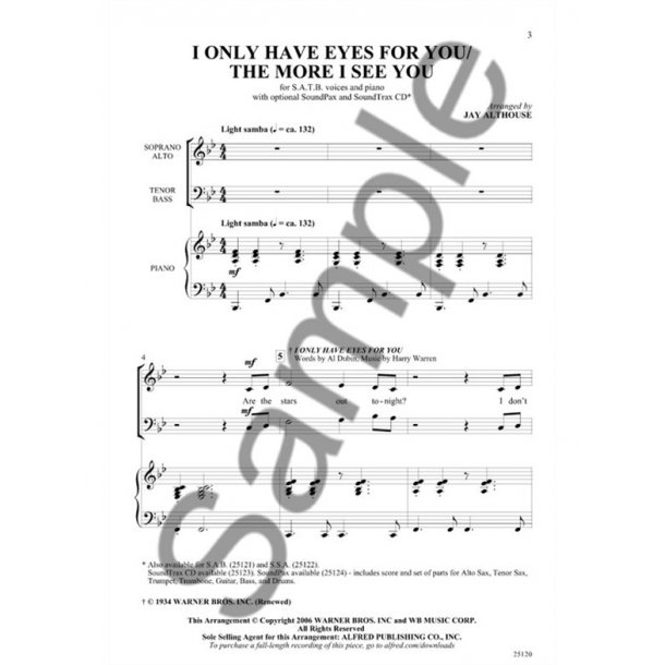 Al Dubin/Mack Gordon/Harry Warren: I Only Have Eyes for You/The More I See You  (Arr. Jay Althouse)
