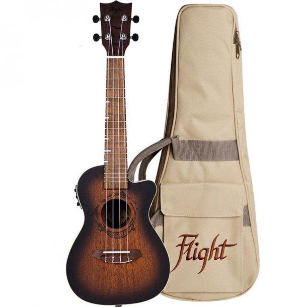 Flight: Gemstone DUC380 Elec Con Ukulele - Amber : Includes Gig Bag
