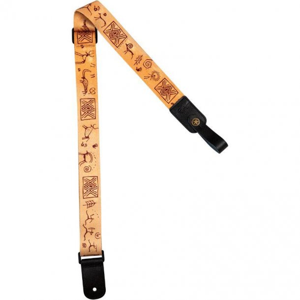 Polyester Ukulele Strap - Cave : Leather ends and leather tie-back