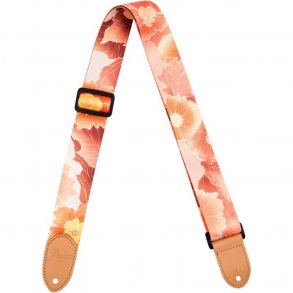 Polyester Ukulele Strap - Flower : Leather ends and leather tie-back