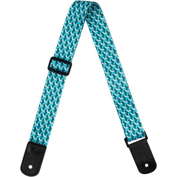 Polyester Ukulele Strap - Trail Blue : Leather ends and leather tie-back