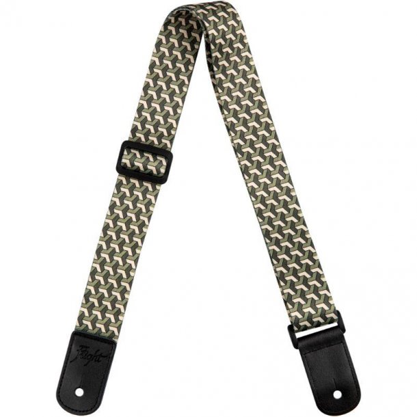 Polyester Ukulele Strap - Trail Green : Leather ends and leather tie-back