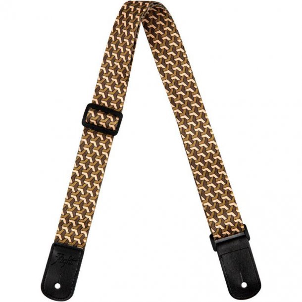 Polyester Ukulele Strap - Trail Sand : Leather ends and leather tie-back