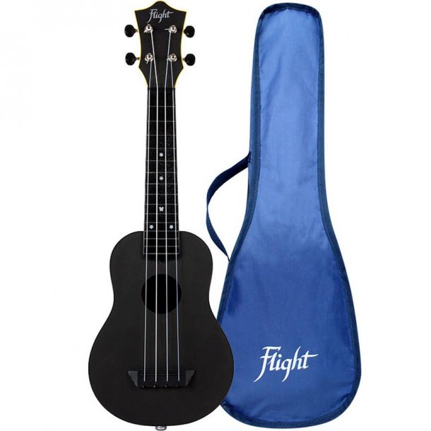 Flight: TUS35E Travel Elektro-akustisk Ukulele - Black : Includes Gig Bag