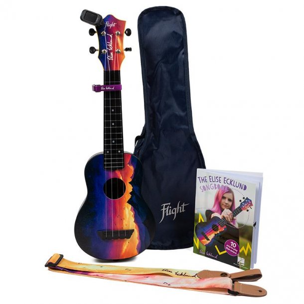 Elise Ecklund Sopran ukulele pakketilbud - Sunset : inkluderer taske, rem, capo, Tuner og bog