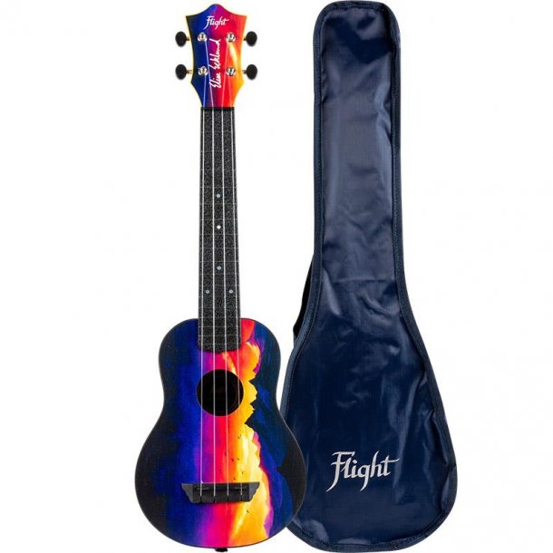 TUSLEE Elise Ecklund Long Neck Travel Ukulele : Signature Sunset Model