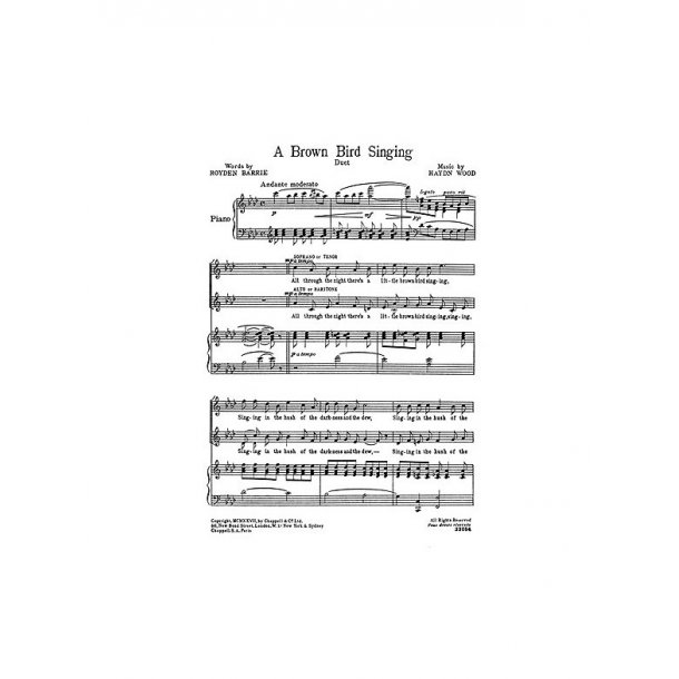 Haydn Wood: A Brown Bird Singing (Duet)