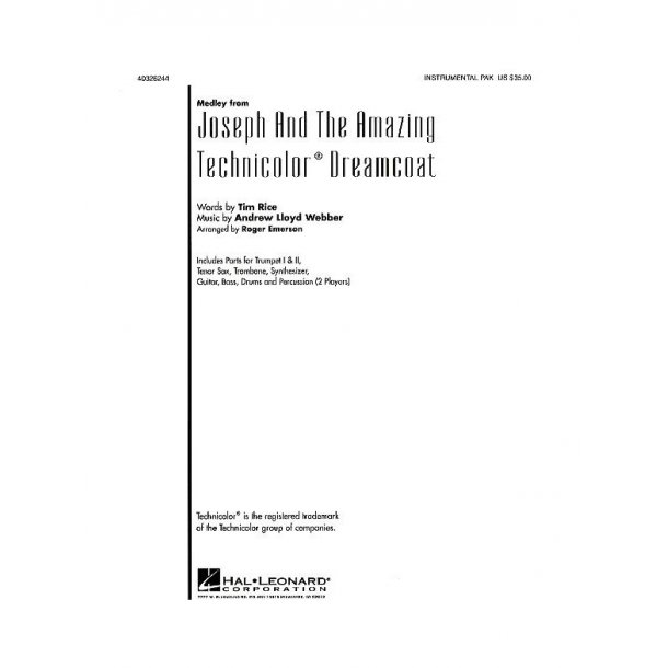 Andrew Lloyd Webber: Joseph And The Amazing Technicolor Dreamcoat Medley (Instrumental Pack)
