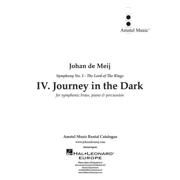 Journey in the Dark (part IV) : part IV from The Lord of the Rings for symphonic brass, piano & percussion