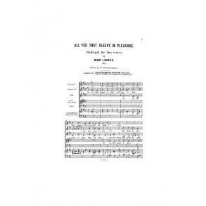 Lichfield, H All Yee That Sleepe In Pleasure Ssatb