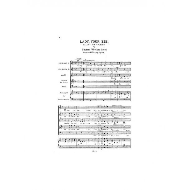 Weelkes, T Lady Your Eie Ssatb