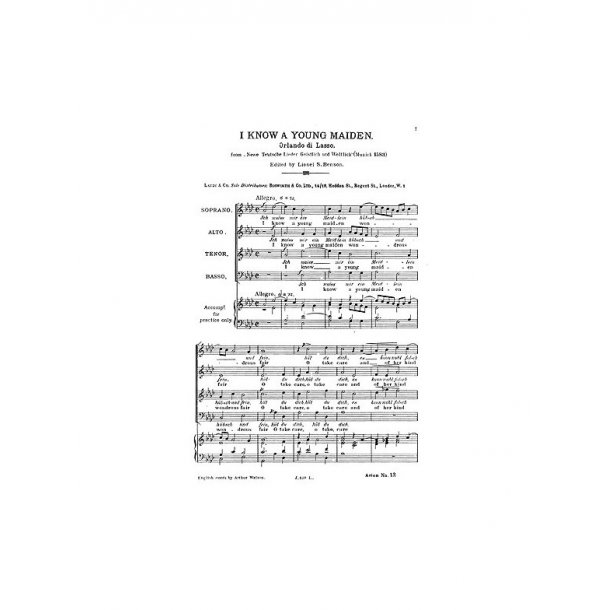 Lassus, R I Know A Young Maiden Satb