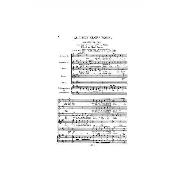 Vecchi, O As I Saw Clora Walk Ssatb