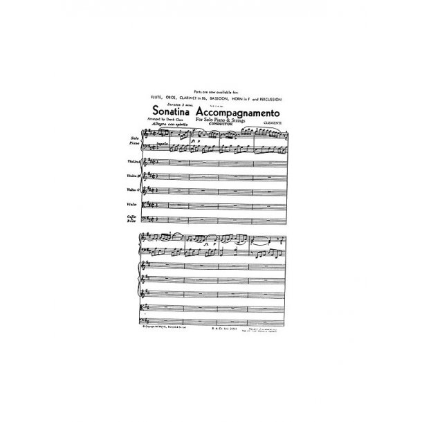 Clementi, M Sonatina Accompagnamento Clare Orch (E) Sc/Pts