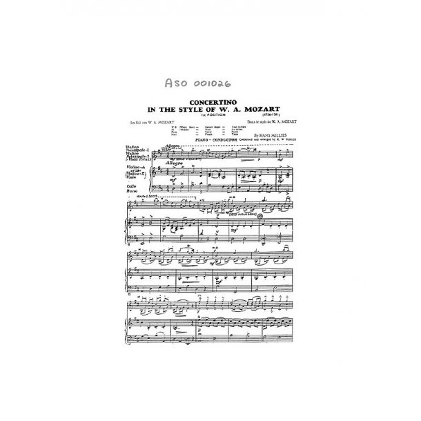Hans Millies: Concertino In The Style Of Mozart (Score/Parts)