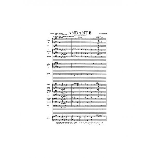 Mozart, F W Andante From Quintet K614 Orch (E) Sc/Pts