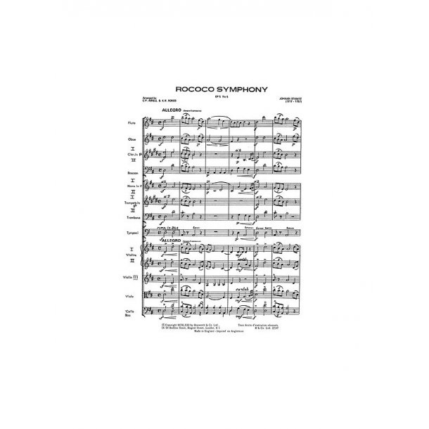 Stamitz, J Rococo Symphony Op.5 No.5 Rokos Arnell Orch (A) Sc/Pts