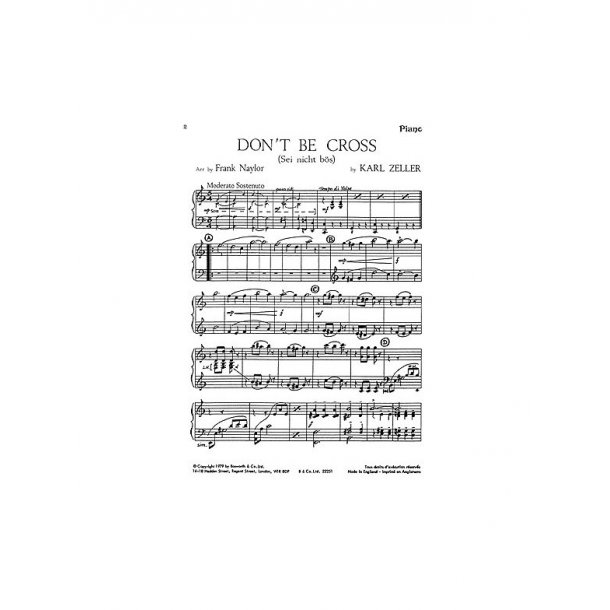 Carl Zeller: Don't Be Cross (Score And Parts) Arranged Frank Naylor