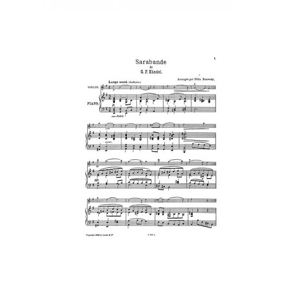 Handel, G F Sarabande Borowski Str Orch Sc/Pts