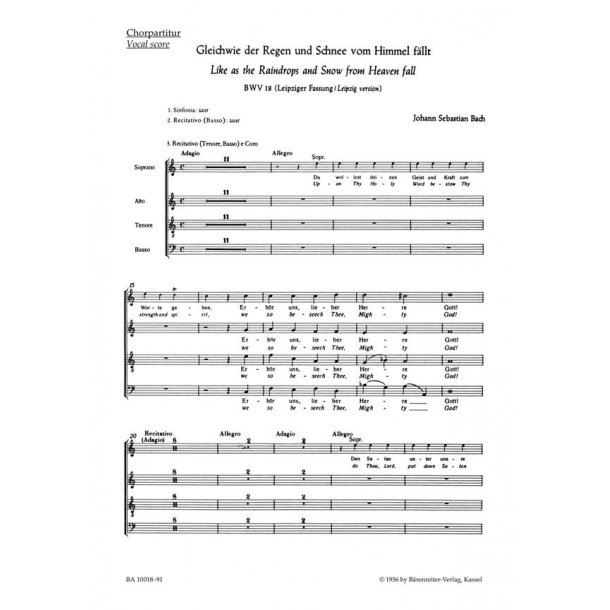 Gleichwie der Regen und Schnee vom Himmel fallt : Cantata for Sunday Sexagesimae