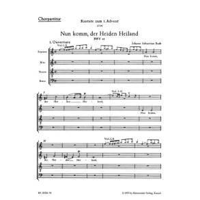 Cantata No. 61 Nun Komm Der Heiden Heiland : Cantata for the First Sunday of Advent