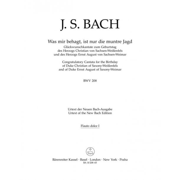 Was mir behagt, ist nur die muntre Jagd - Bach, Johann Sebastian
