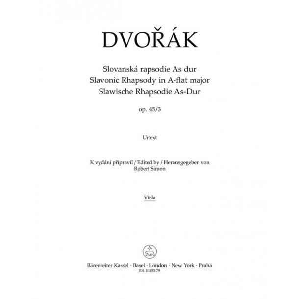 Slavonic Rhapsody No.3 In A-Flat Op.45 (Viola) : Op. 45 No. 3