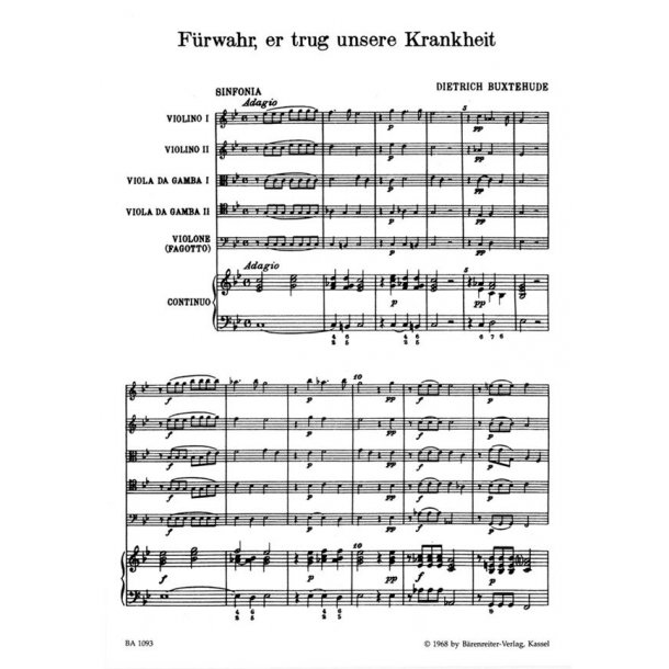 F&uuml;rwahr, er trug unsere Krankheit BuxWV31(PA)