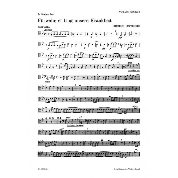 F&uuml;rwahr, er trug unsere Krankheit BuxWV31