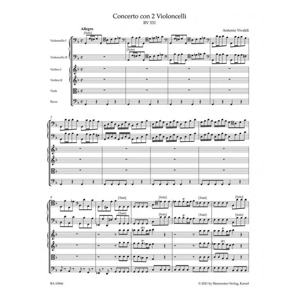 Concerto for two Violoncellos in G minor RV 531