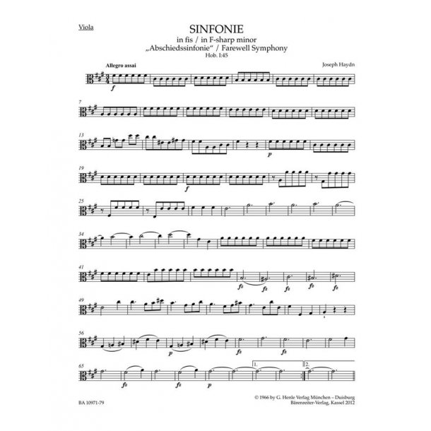 Symphony Hob. I:45 : Farewell Symphony