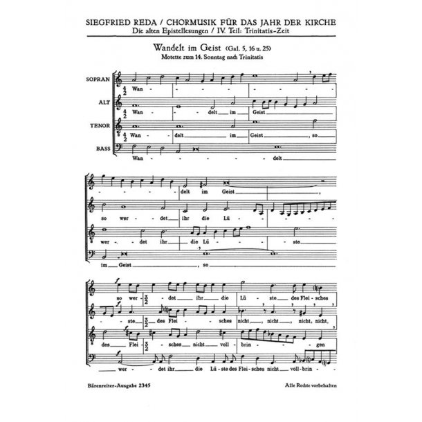 Wandelt im Geist : Epistelmotette f&uuml;r den 14. Sonntag nach Trinitatis