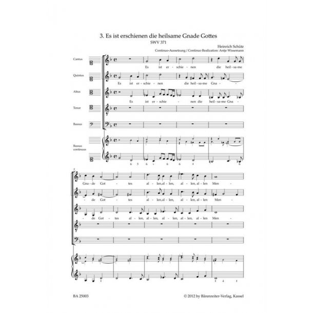 Es ist erschienen die heilsame Gnade Gottes : SWV 371 Motet No. 3 from Geistliche Chor-Music