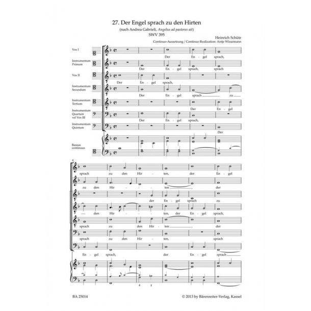Der Engel sprach zu den Hirten : SWV 395 Motet No. 27 from Geistliche Chor-Music