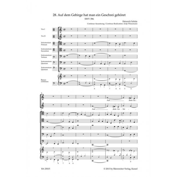 Auf dem Gebirge hat man ein Geschrei geh&ouml;ret : SWV 396 Motet No. 28 from Geistliche Chor-Music