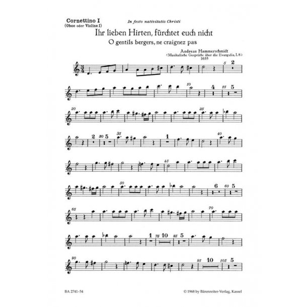 Ihr lieben Hirten, f&uuml;rchtet euch nicht - O gentils bergers, ne craignez paz - Hammerschmidt, Andreas