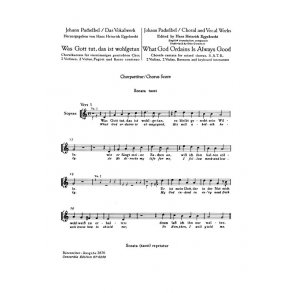Was Gott Tut Das Ist Wohlgetan : Chorale Cantata for mixed Chrous, two Violins, two Violas, Bassoon and Basso continuo