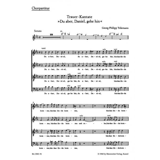 Du Aber, Daniel, Gehe Hin - Funeral Cantata : Trauerkantate