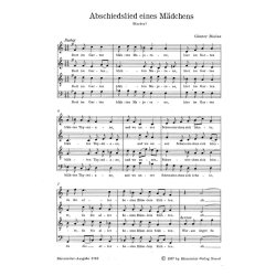 Abschiedslied eines Maedchens : Chorlied auf einen Text aus Gottfried Herders Stimmen der V&ouml;lker