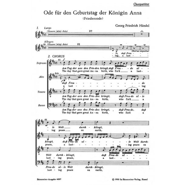 Ode for the Birthday of Queen Anne : Friedensode
