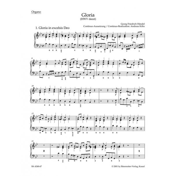 Gloria (Urtext Hallischen Ausgabe) (org)