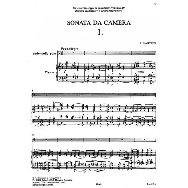 Sonata da camera - Martinu, Bohuslav